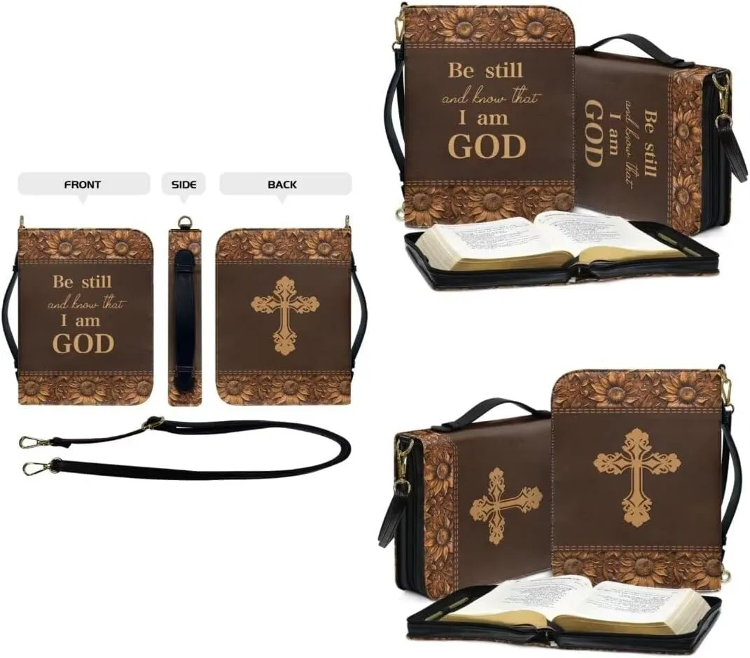 Kuiaobaty Bible Protective Case PU Leather Bible Cover Zipper Bible Carrying Bag for Church