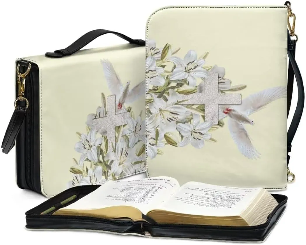Kuiaobaty Bible Protective Cover Fathful Bible Organizer Case PU Leather Bible Tote Bag