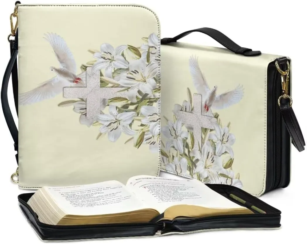 Kuiaobaty Bible Protective Cover Fathful Bible Organizer Case PU Leather Bible Tote Bag