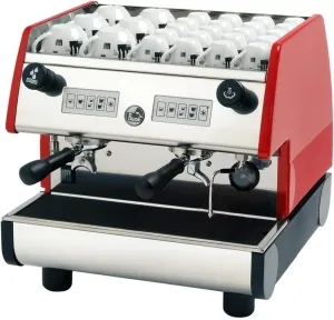 La Pavoni PUB 2V-R 2 Group Volumetric Electronic Programmable Dosing Espresso Machine with Digital Control Pad and Microprocessor, Red