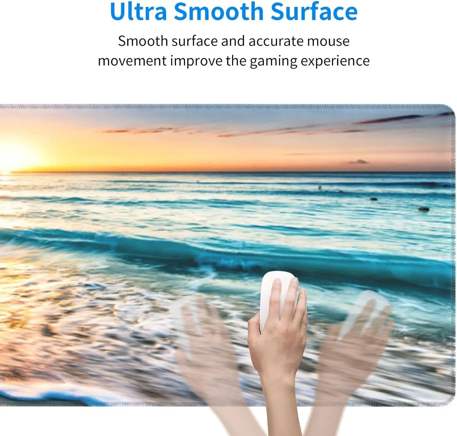 Large Mouse Pad Gaming Mousepad XL Sunrise Beach Wave Desk Mat Mouse Pad Long 31.5x11.8 in Extended Big Mousepad Waterproof Desk Pad with Non-Slip Base and Stitched Edges Computer Keyboard Mat