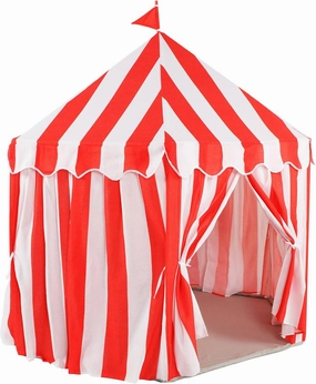 Large Tent for Kids 55" X 53" Kids Playhouse Red and White Stripe Tent for Carnival Party Supplies for Play and Games Indoor and Outdoor Camping Activity Toys
