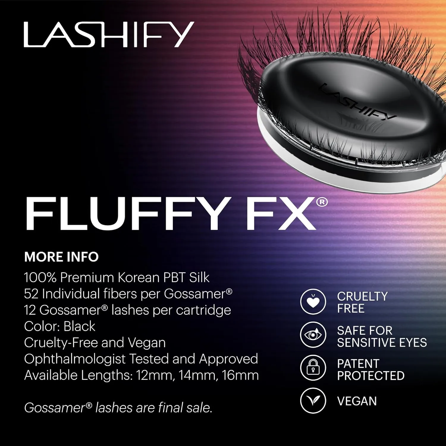 Lashify Fluffy FX 14mm Gossamer DIY Eyelash Extensions Refill, For The Most Curliest and Fluttery Appearance, Chocolate Color, Easy False Lashes