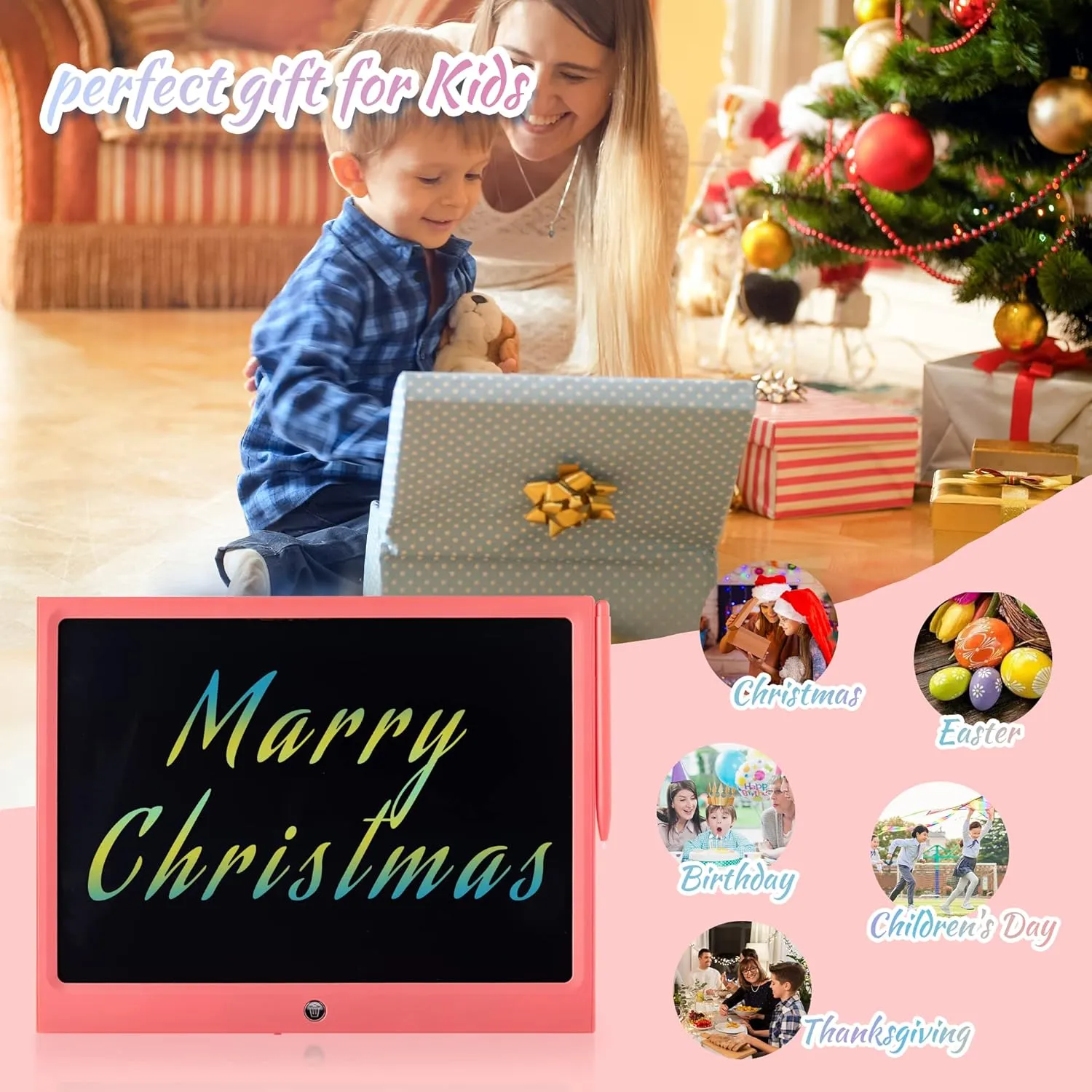 LCD Writing Tablet for Kids, 15 Inch Colorful Electronic Doodle Board for Kids Age 3  Toys Christmas Birthday Erasable Drawing Tablet Toddler Learning Toys