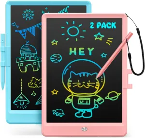 LCD Writing Tablet for Kids, Reusable Doodle Board, 2Pack Drawing Tablet Drawing Pad for Kids with String, Educational Toddler Kids Travel Toys, Birthday Gifts for 3 4 5 6 Year Old Girls Boys