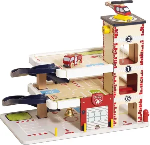 Le Toy Van Wooden 3 Storey Fire & Rescue Garage Toy Car Play Set, Vehicle Role Play Toys, Suitable for 36  Months, TV453