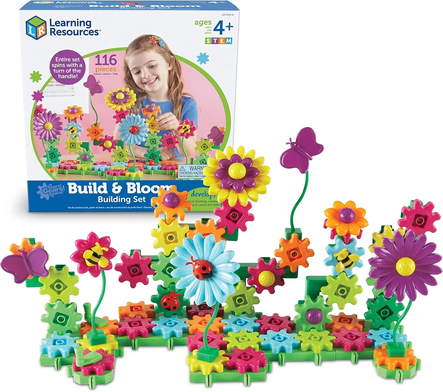 Learning Resources Gears! Gears! Gears! Build & Bloom Building Set - 116 Pieces, Ages 4  Preschool Learning Toys, Gears for Kids, STEM Toys
