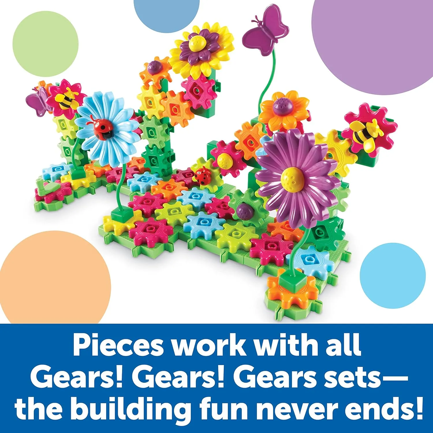 Learning Resources Gears! Gears! Gears! Build & Bloom Building Set - 116 Pieces, Ages 4  Preschool Learning Toys, Gears for Kids, STEM Toys
