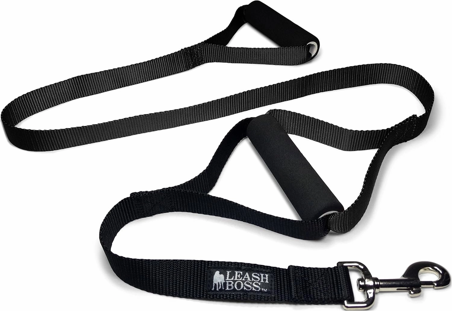 Leash Boss Original - Heavy Duty Dog Leash for Large Dogs - No Pull Double Handle Training Lead for Walking Big Dogs - Dog Leashes with Padded Handle for Control and Safety (Classic Black)