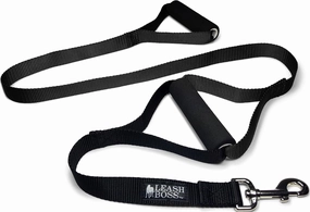Leash Boss Original - Heavy Duty Dog Leash for Large Dogs - No Pull Double Handle Training Lead for Walking Big Dogs - Dog Leashes with Padded Handle for Control and Safety (Classic Black)