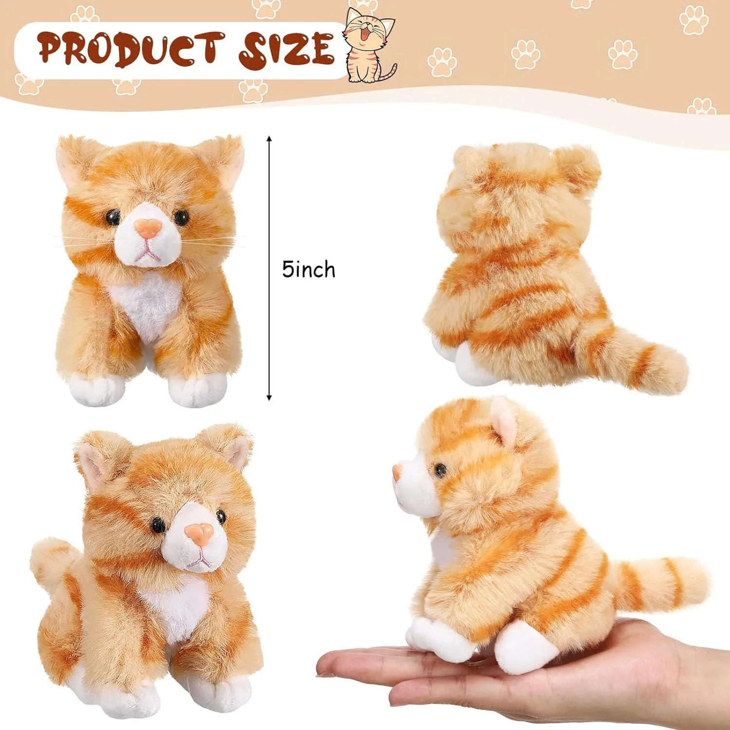 Leitee 16 Pcs Cat Stuffed Animals Bulk 5 Inch Kitten Plush Toy Assorted Cute Stuffed Cat Gift Small Fluffy Animal Toy for Birthday Adopt Pet Party Favor Classroom School Supplies(Cute Style)