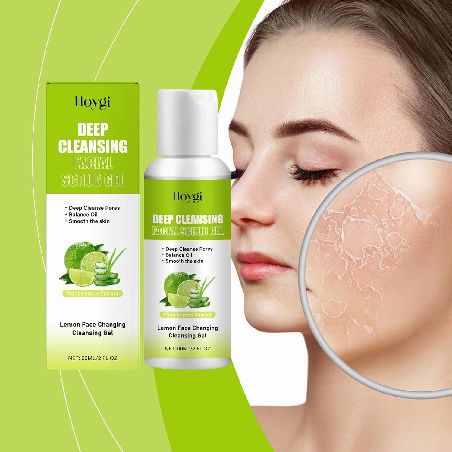 Lemon Face Changing Cleansing Gel - Gentle Exfoliator with Hyaluronic Acid & Aloe for Smooth Skin - Deep Pore Cleanser Non-Stripping 2FL OZ (2)