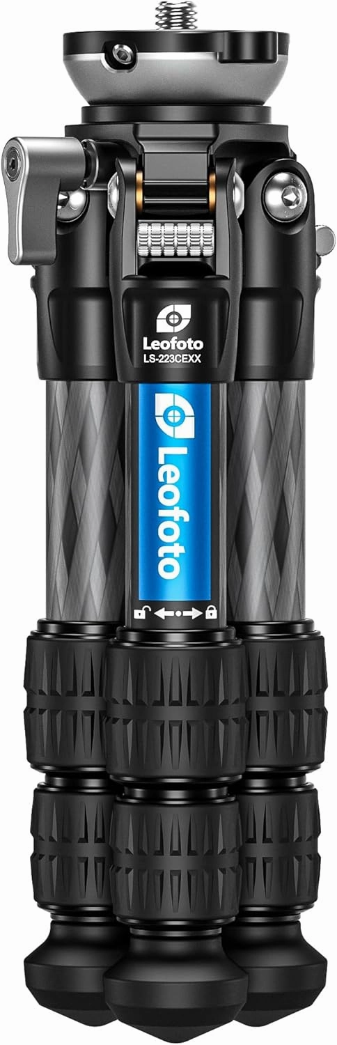 Leofoto LS-223CEXX Tabletop Tripod w/Built-in Leveling Head, Ranger Series, Carbon Fiber, 3 Leg Sections, Lightweight, Ball Head Optional (LS-223CEXX)