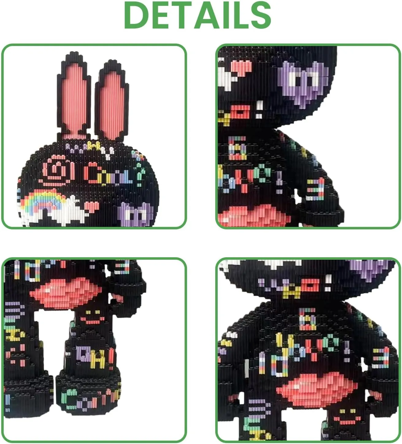 Letter Pen Doodle Rabbit Building Blocks (7150 PCS), 3D Micro Animal DIY Bear Building Blocks for Adults & Teenager, Creative Toys Ideal Gift for Family & Friends