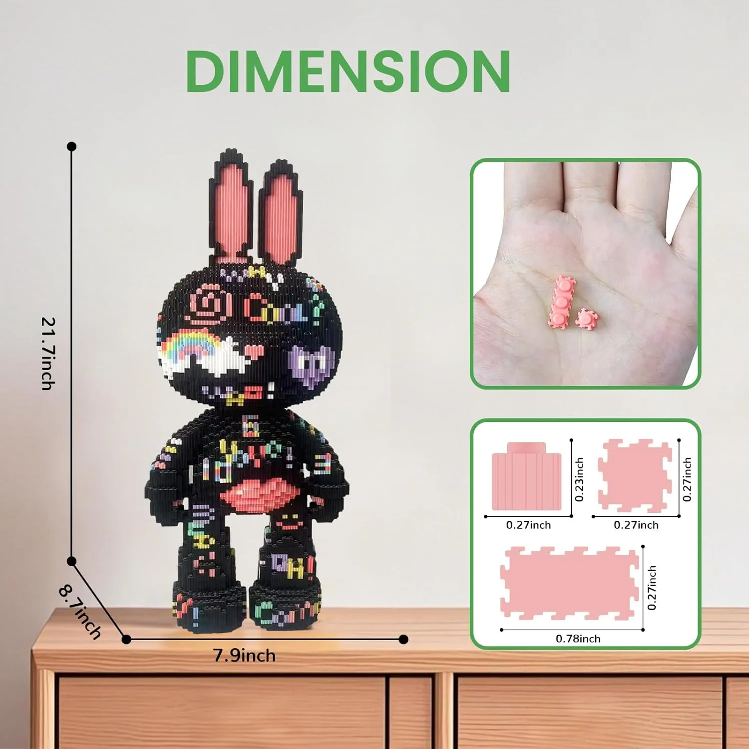 Letter Pen Doodle Rabbit Building Blocks (7150 PCS), 3D Micro Animal DIY Bear Building Blocks for Adults & Teenager, Creative Toys Ideal Gift for Family & Friends