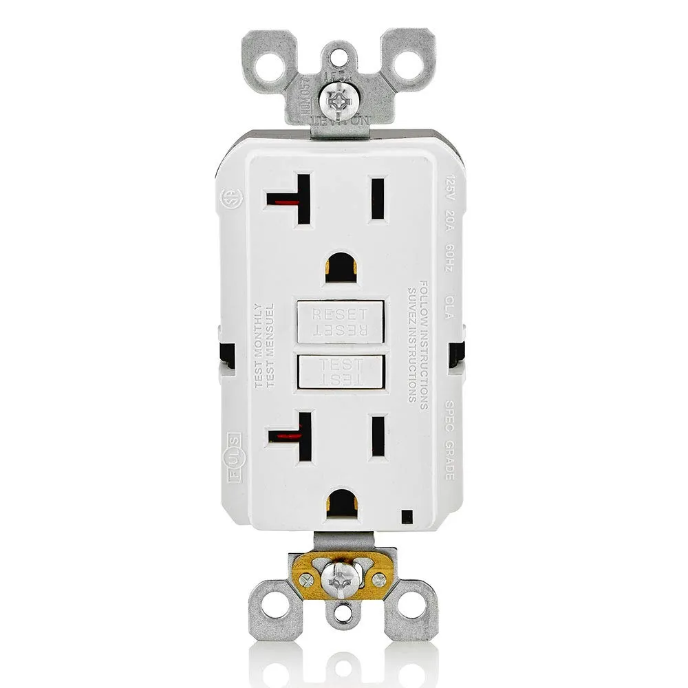 Leviton GFNT2-3W Self-Test SmartlockPro Slim GFCI Non-Tamper-Resistant Receptacle with LED Indicator (3 Pack), White