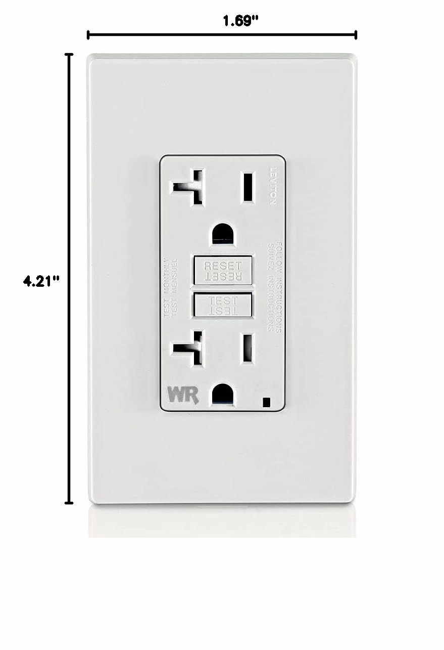 Leviton GFWT2-W Self-test SmartlockPro Slim GFCI Weather-Resistant and Tamper-Resistant Receptacle with LED Indicator, 20-Amp, White