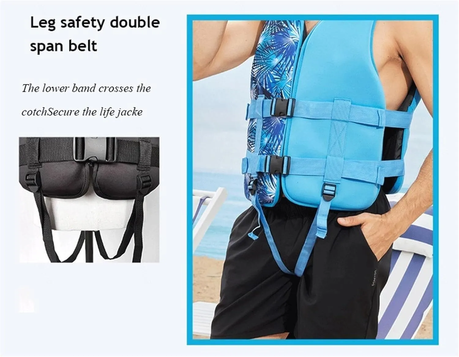 Life Jackets with Adjustable Waistband and Zipper, Floating Vest with Leg Straps for Boating Fishing Surfing
