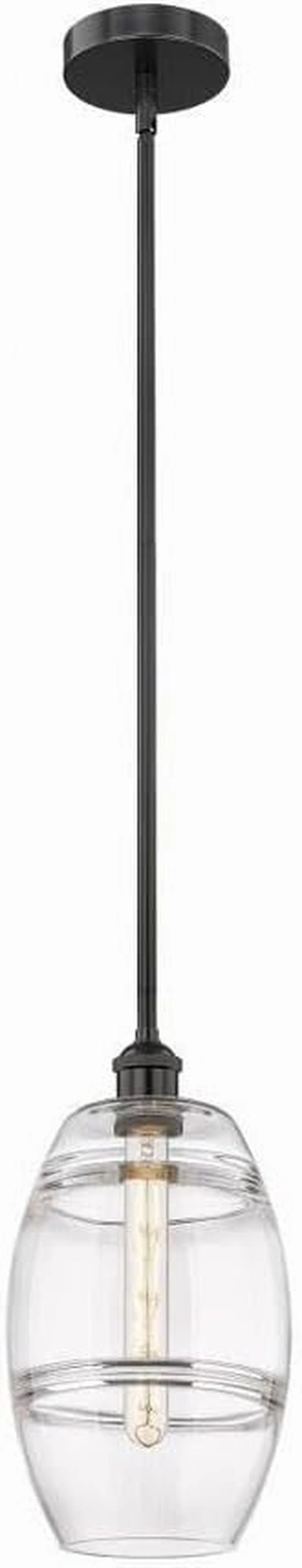 Lighting VAZ - 1 Light Stem Hung Mini Pendant in Industrial Style-9.38 Inches Tall and 8 Inches Wide-Matte Black Finish-Clear Gla