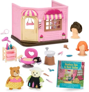 Li'l Woodzeez Lil Woodzeez – Animal Figurine Playset – Toy Hair Salon – Barbershop with Furniture – Storybook Included – 3 Years  