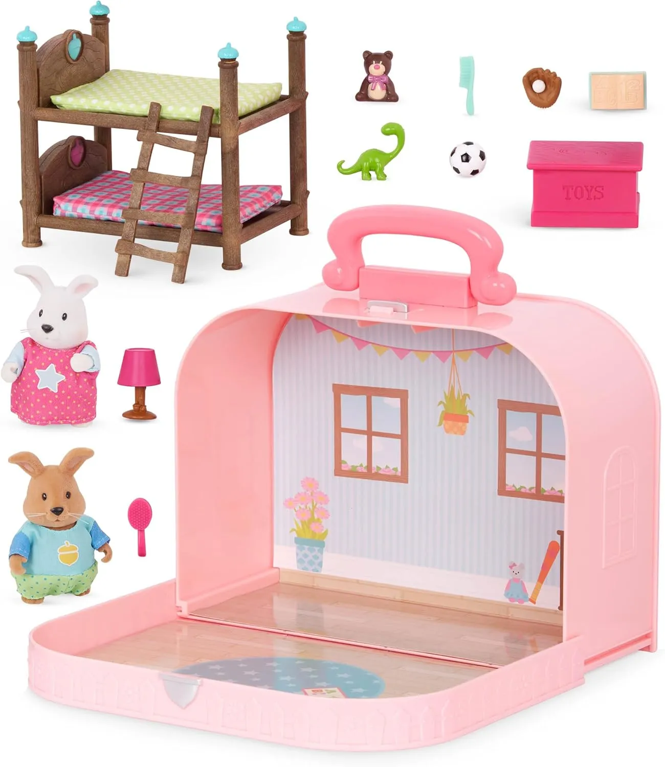 Li'l Woodzeez – Portable Dollhouse Playset with 2 Posable Figures – Playhouse Toy – Bunk Bed & Mini Bedroom Furniture & Accessories Set - Kids 3 Years  