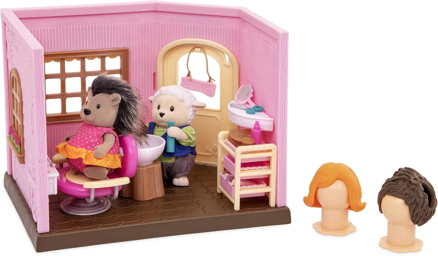 Li’l Woodzeez – Toy Hair Salon - Dollhouse Playset with Accessories - Pretend Play for Kids Age 3  - Baabaa Spa & Hair Salon