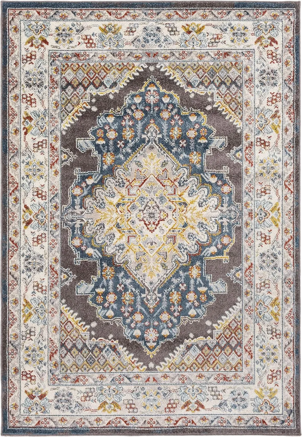 Livabliss Anja Oriental Medallion Area Rug,5'2" x 7',Dark Brown