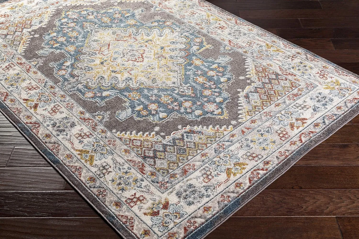 Livabliss Anja Oriental Medallion Area Rug,5'2" x 7',Dark Brown