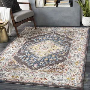 Livabliss Anja Oriental Medallion Area Rug,5'2" x 7',Dark Brown