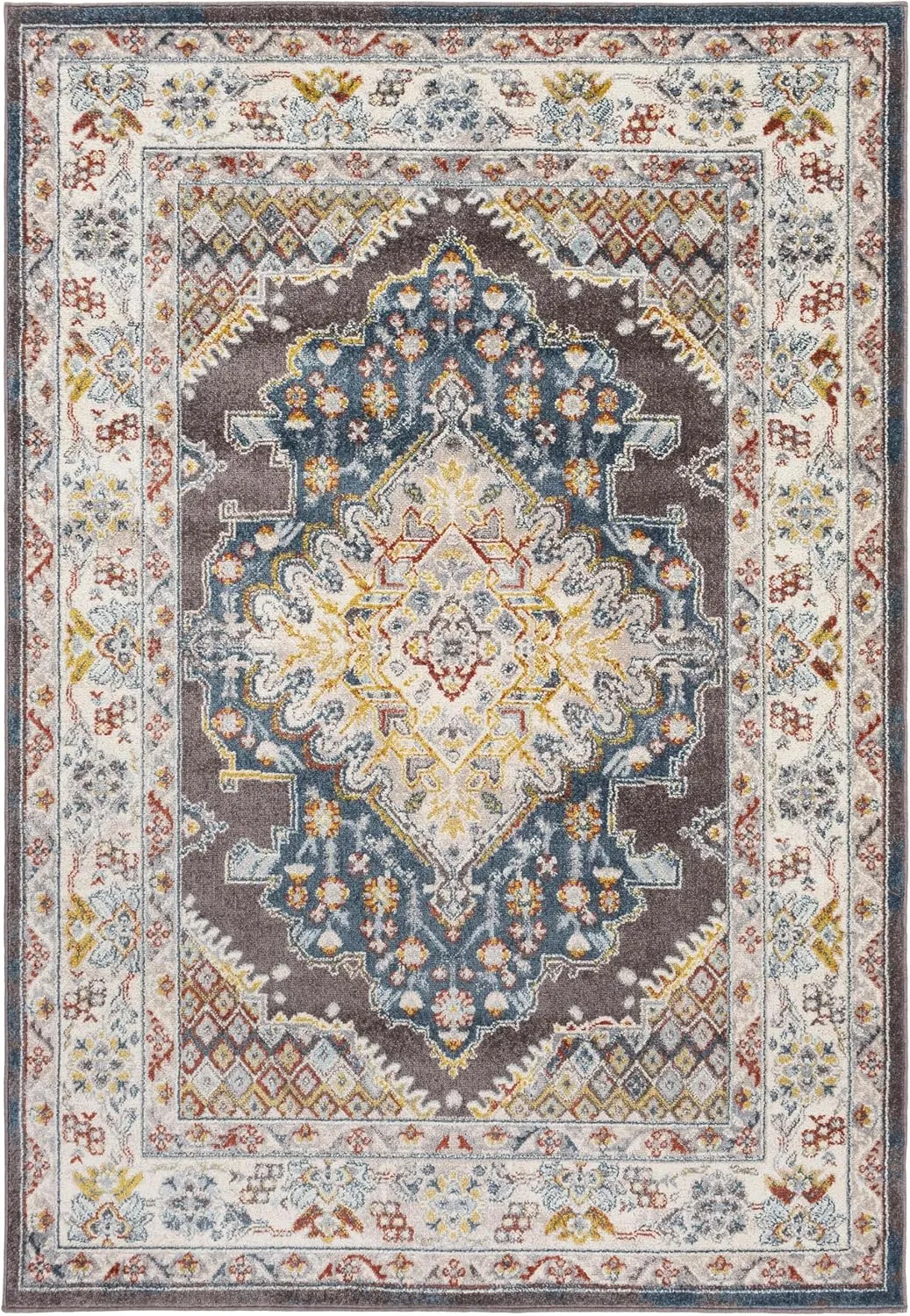 Livabliss Anja Oriental Medallion Area Rug,5'2" x 7',Dark Brown