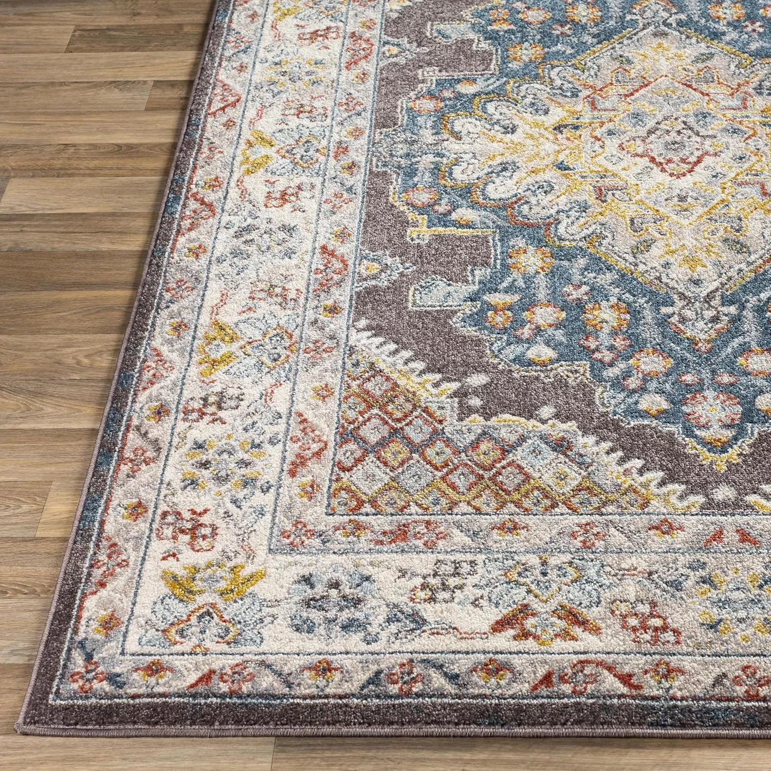 Livabliss Anja Oriental Medallion Area Rug,5'2" x 7',Dark Brown