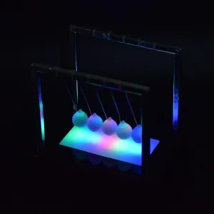 LIZEALUCKY LED luminescence Newtons Cradle Balance Pendulum Ball Colorful Balanced Balls Toy cience Pendulum Table Decoration for Office Home