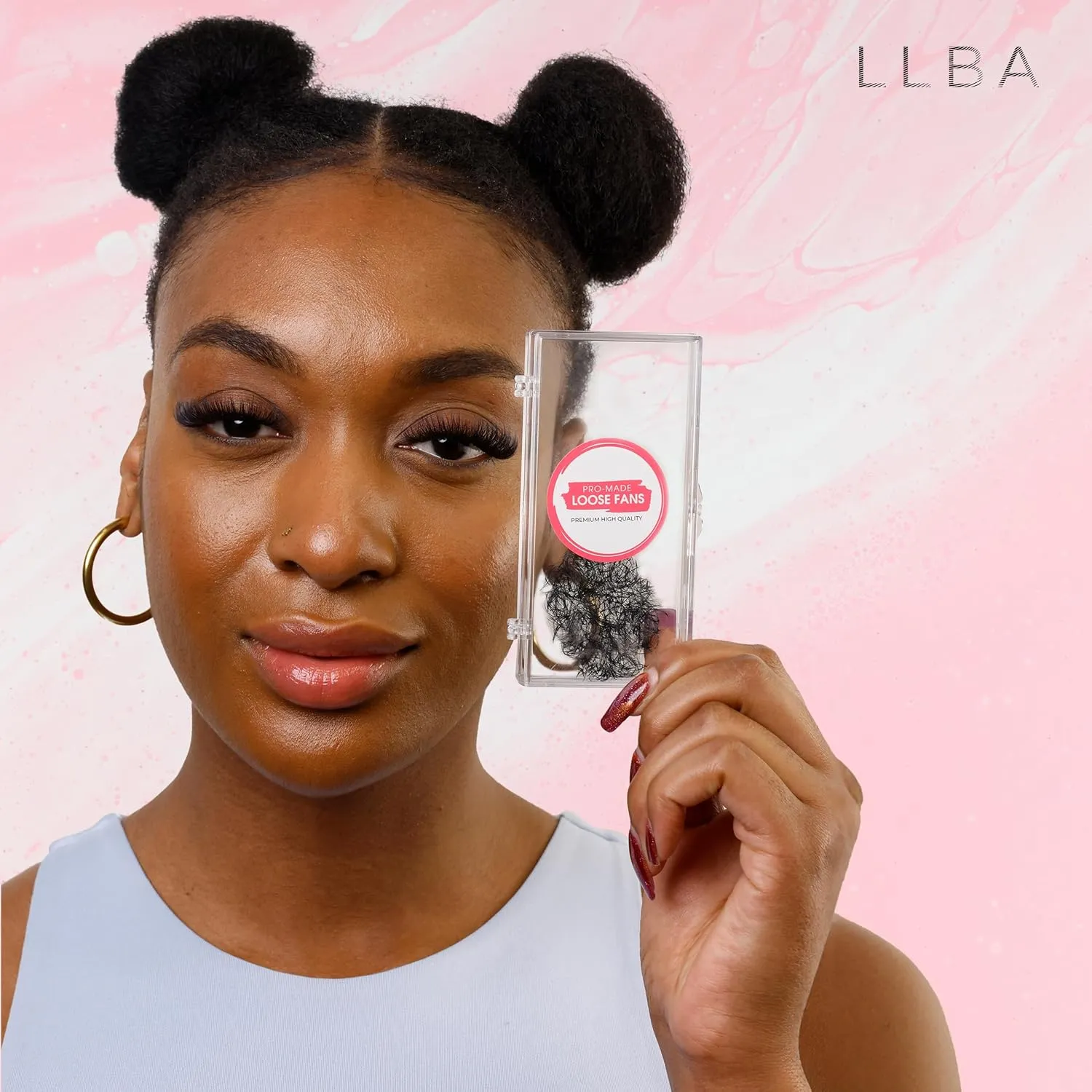 LLBA Promade Fans | Handmade Volume Eyelashes | Multi Selections From 3D To 16D | C CC D DD L M Curl | Thickness 0.03 ~ 0.1 mm | 8 - 20mm Length | Long Lasting | Easy Application (5D-0.05 C 10 mm)