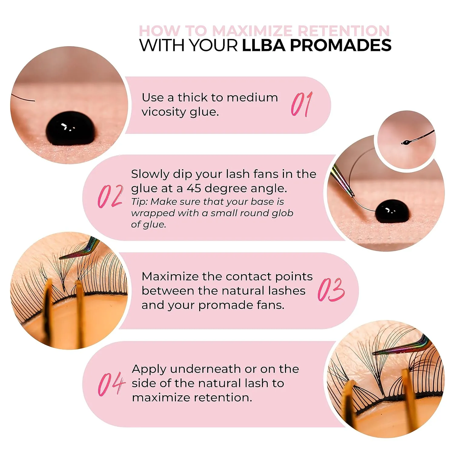 LLBA Promade Fans | Handmade Volume Eyelashes | Multi Selections From 3D To 16D | C CC D DD L M Curl | Thickness 0.03 ~ 0.1 mm | 8 - 20mm Length | Long Lasting | Easy Application (5D-0.05 C 10 mm)