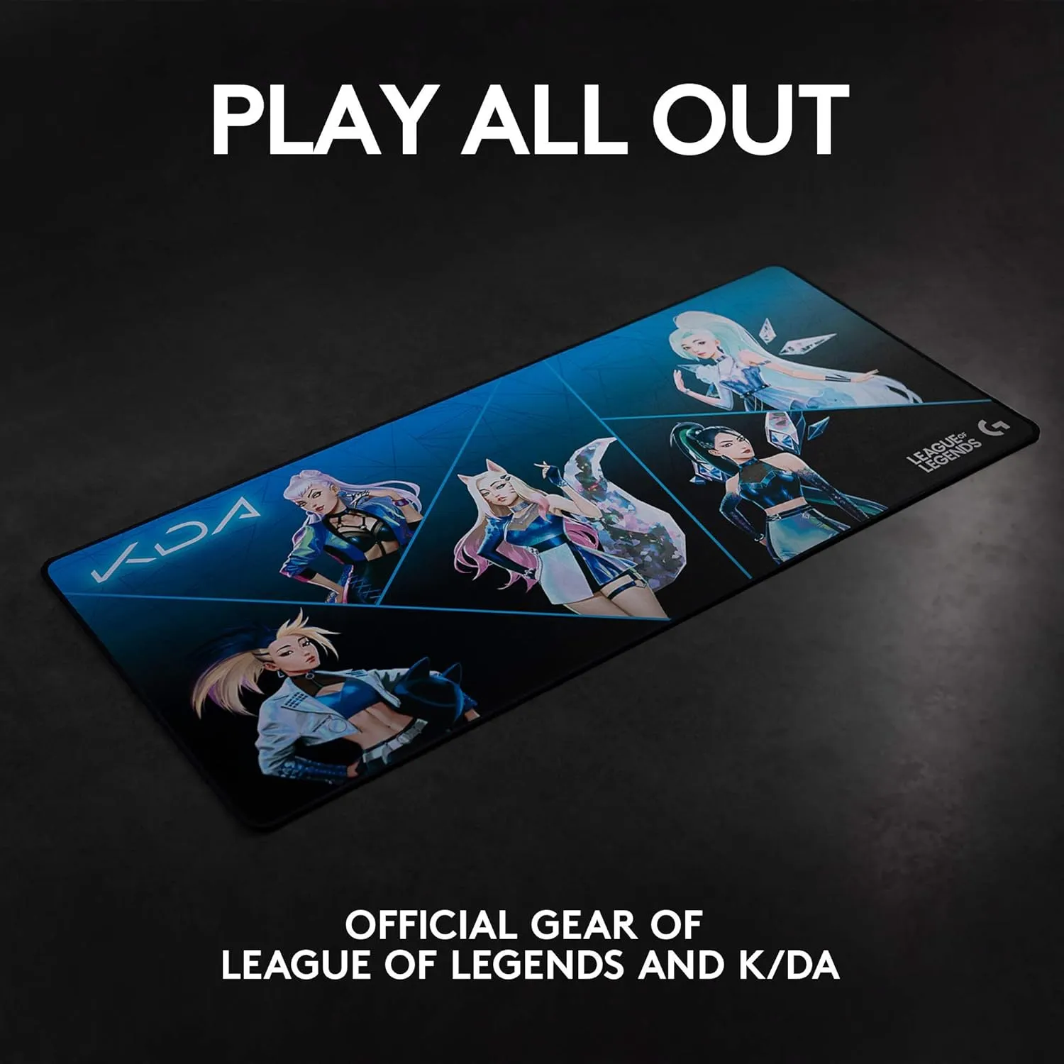 Logitech G840 K/DA XL Cloth Gaming Mouse Pad - 0.12 in Thin, Stable Rubber Base, Desk Pad, Wrist Rest, Keyboard Mat, Official League of Legends Gaming Gear (Renewed)