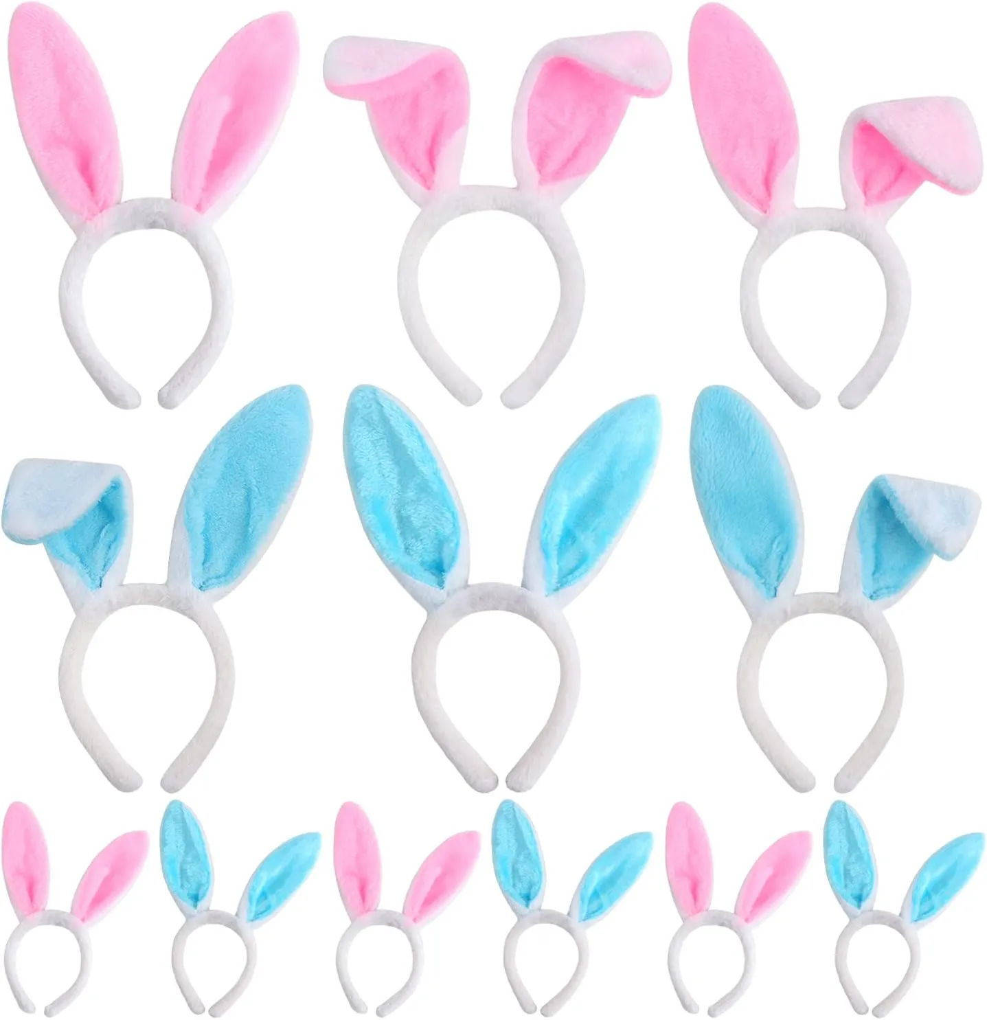 LOKIPA Plush Bunny Ears Hairbands, 12 PCS Bunny Headband Easter Bunny Ears Hairbands for Easter Party Decoration