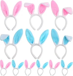 LOKIPA Plush Bunny Ears Hairbands, 12 PCS Bunny Headband Easter Bunny Ears Hairbands for Easter Party Decoration