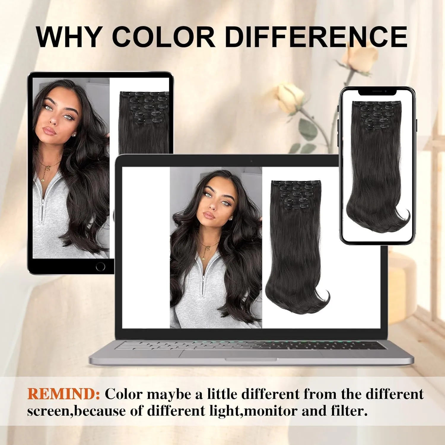 Lommel Clip-in Hair Extensions, 5PCS Black Brown Synthetic Thick Long Straight Layered Hair Extensions with Invisible Lace Weft for Women