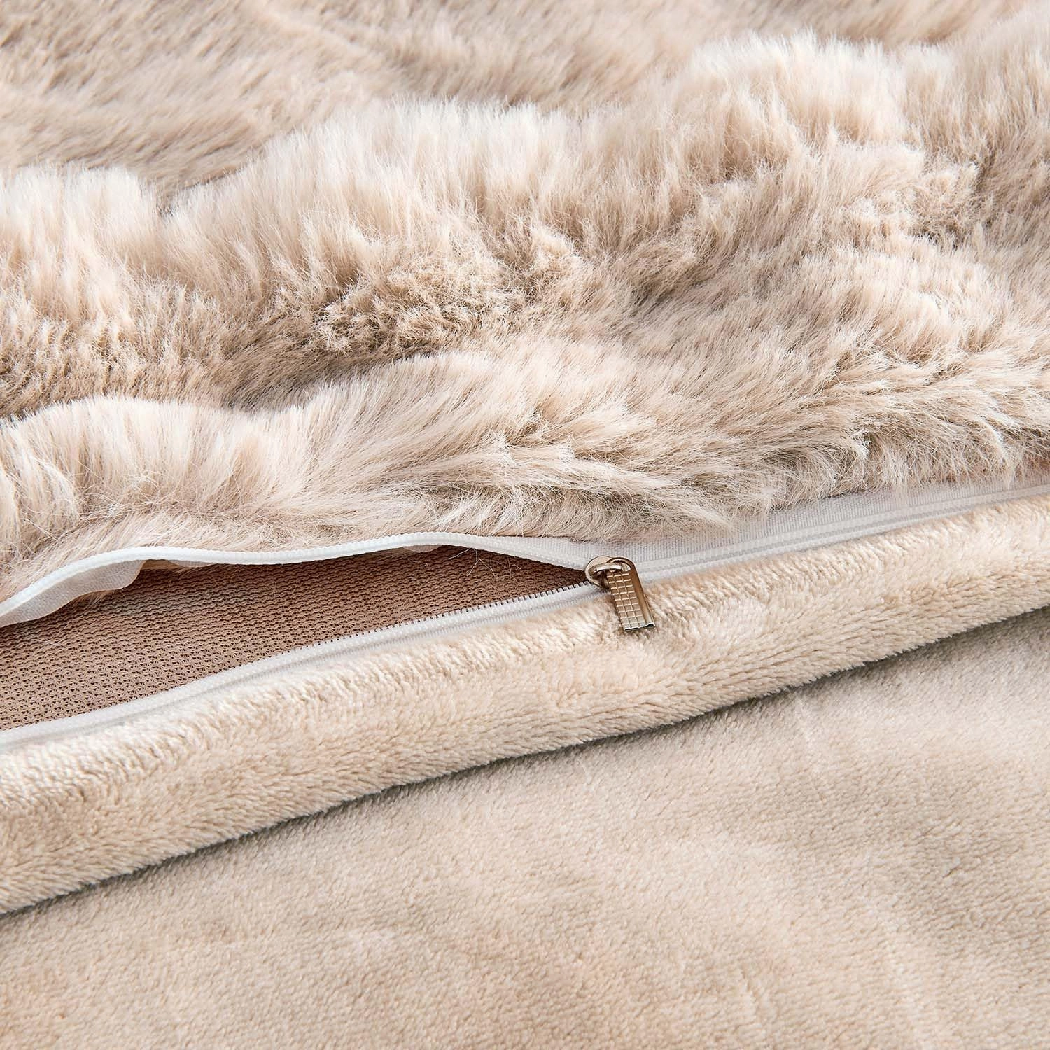 Lotus Karen Fuzzy Fluffy Comforter Queen Set - Rabbit Fluff Faux Fur Duvet Cover Linen Plush Fuzzy Furry Bedding Sets 3Pieces(1 Duvet Cover & 2 Pillow Shams) Zipper