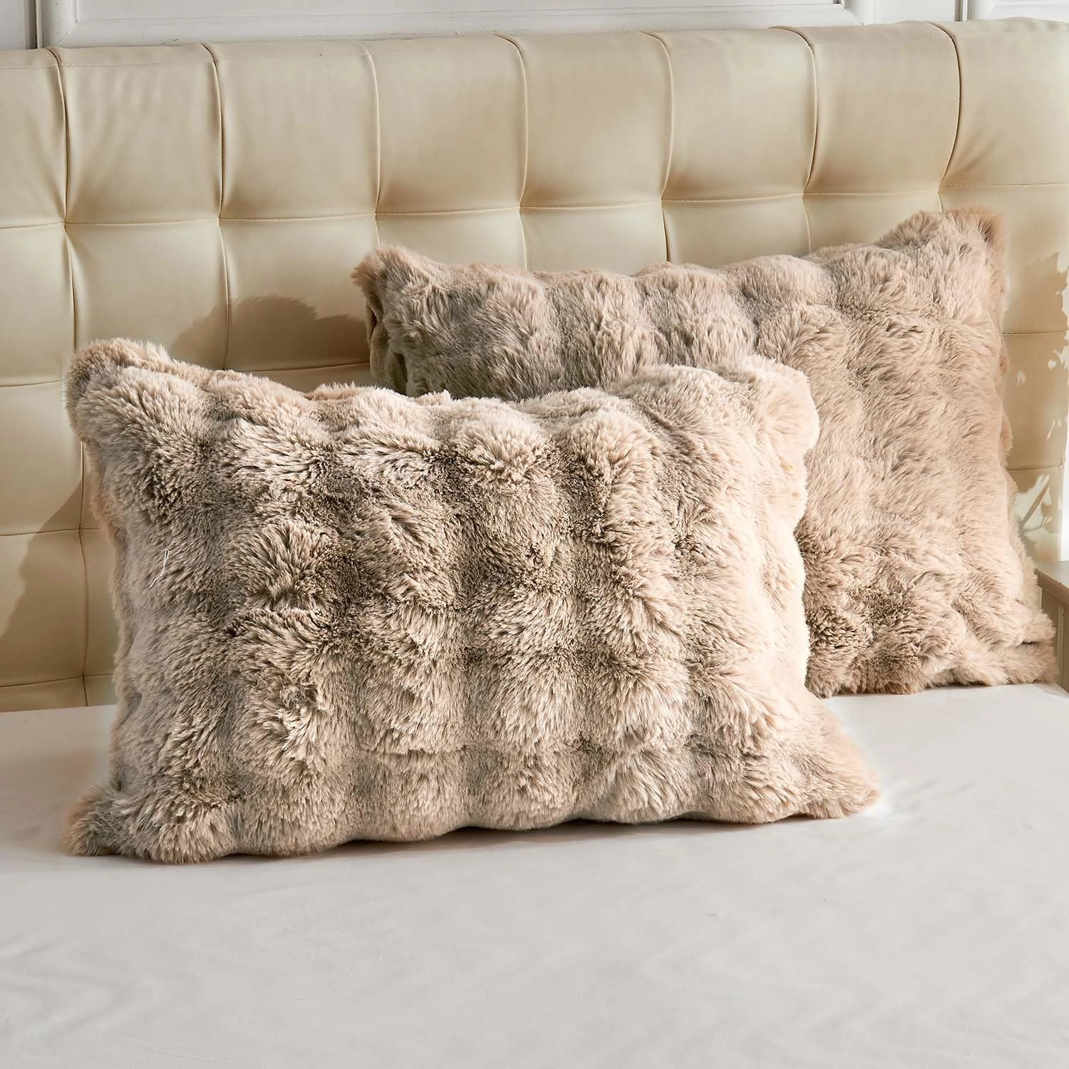 Lotus Karen Fuzzy Fluffy Comforter Queen Set - Rabbit Fluff Faux Fur Duvet Cover Linen Plush Fuzzy Furry Bedding Sets 3Pieces(1 Duvet Cover & 2 Pillow Shams) Zipper