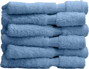 Luxury Hotel & Spa Collection, 100% Turkish Cotton 700 GSM Cloth, for Body wash, Makeup Remover & Facial Cleaning, Baby, face, Dobby Border Soft washcloths Towel Set 13" X 13", Wedgewood, Set of 6