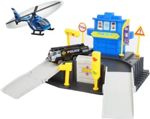 MAGGIE Creative Play Police Garage Set - Complete with Helicopter and Patrol Car - Safe and Non-Toxic Toy for Toddlers and Kids, Large, Blue, 660-S100