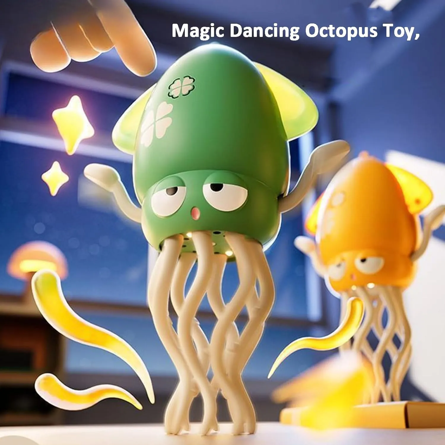 Magic Dancing Octopus Toy, Crazy 8-Leg Auto-Dance Octopus Toy, Crawling Dancing Automatic Obstacle Sensor Toys,Smart-Tentacle Self-Navigating Robotic Pet Toys for Indoor Cat Dog (Green, S)