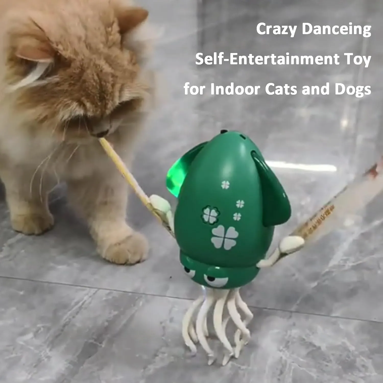 Magic Dancing Octopus Toy, Crazy 8-Leg Auto-Dance Octopus Toy, Crawling Dancing Automatic Obstacle Sensor Toys,Smart-Tentacle Self-Navigating Robotic Pet Toys for Indoor Cat Dog (Green, S)