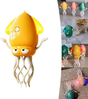 Magic Dancing Octopus Toy, Wiggly Wonder Octopus, Playful Octopus Toy Crazy 8-Leg Auto-Dance Crawling Dancing Automatic Obstacle Smart-Tentacle Self-Navigating Robotic Pet Toys (Yellow, S)