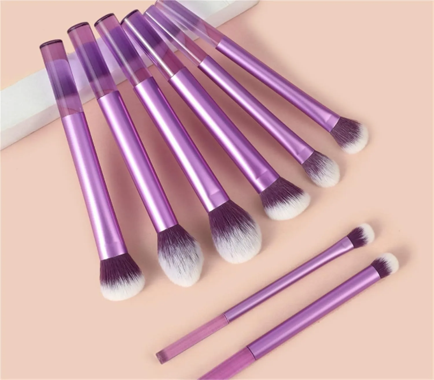 Make Up Brushes Set Makeup Brush Set 8 Pieces Bottom Transparent Handle Makeup Brushes for Contour Eyeshadow Makeup Tools Set(A)