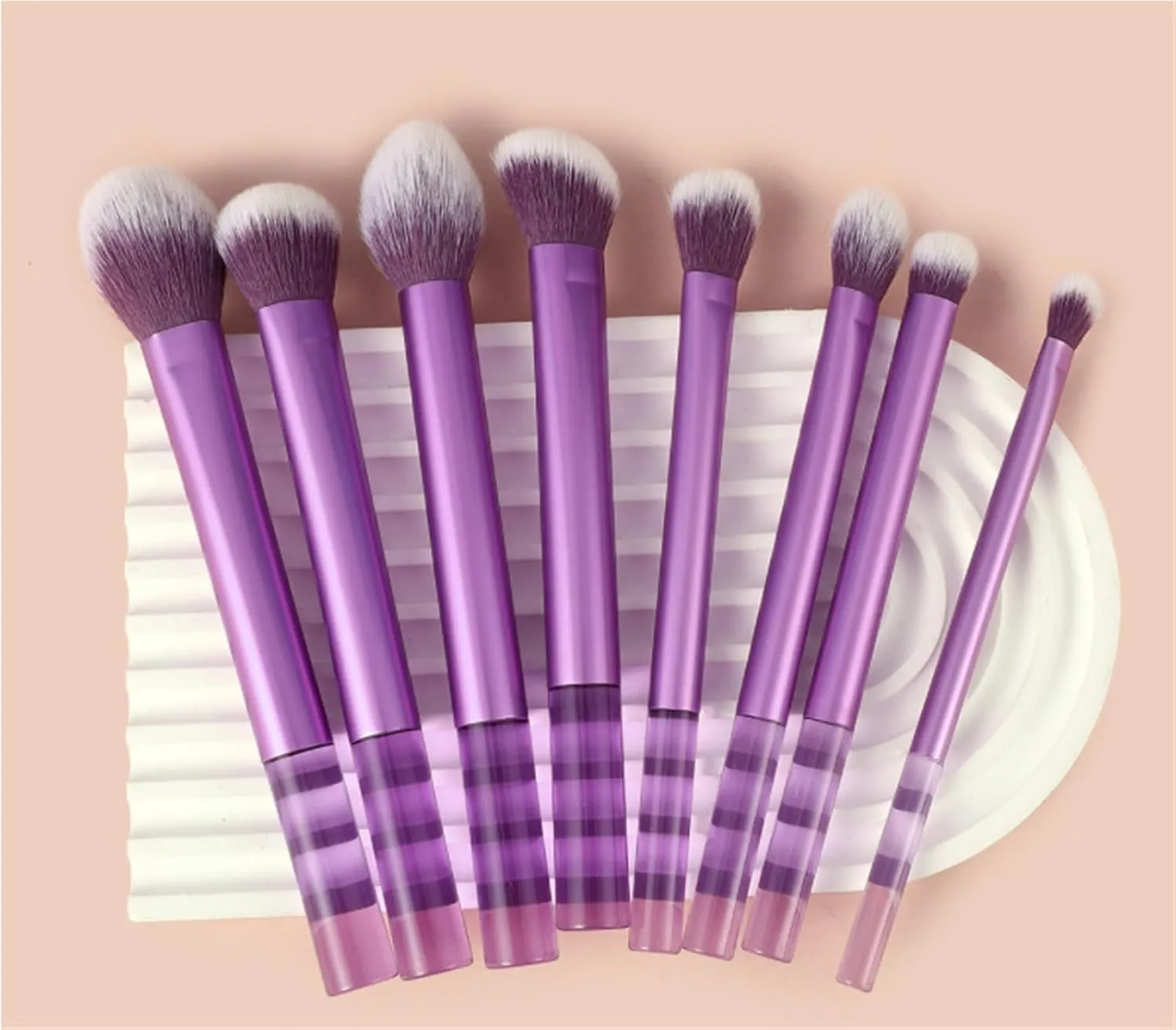 Make Up Brushes Set Makeup Brush Set 8 Pieces Bottom Transparent Handle Makeup Brushes for Contour Eyeshadow Makeup Tools Set(A)