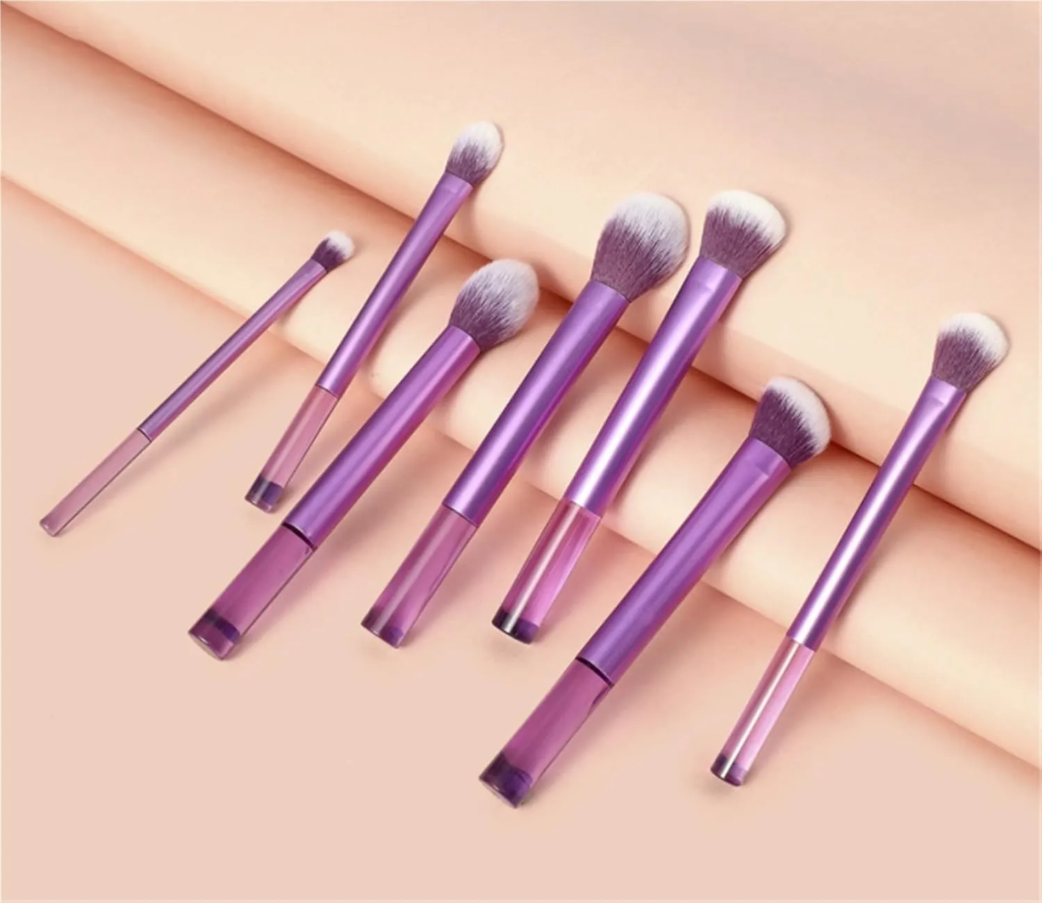 Make Up Brushes Set Makeup Brush Set 8 Pieces Bottom Transparent Handle Makeup Brushes for Contour Eyeshadow Makeup Tools Set(A)