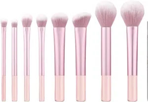 Make Up Brushes Set Makeup Brush Set 8 Pieces Bottom Transparent Handle Makeup Brushes for Contour Eyeshadow Makeup Tools Set(A)