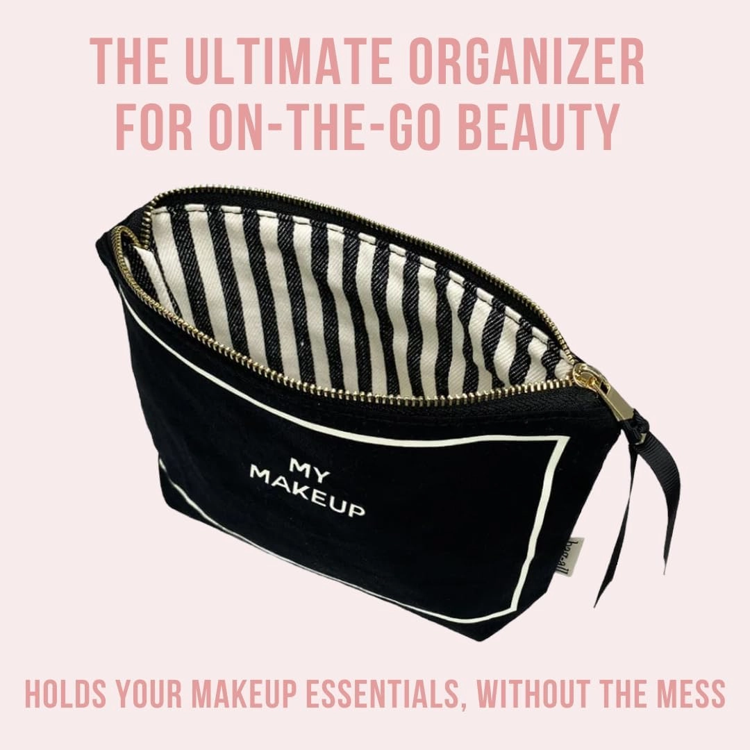 Makeup Bag for Women | Cosmetic Bag Organizer for Girls | Makeup Pouch for Traveling| Toiletry Bags for Women | Make Up Travel Pouches | Black
